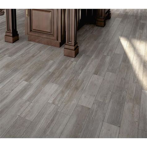 Style Selections Woods Vintage Gray 6 In X 24 In Glazed Porcelain Wood