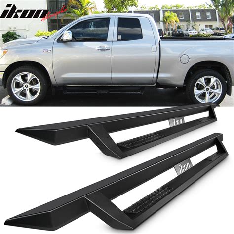 Toyota Tundra Double Cab Ikon V Style Steel Running Boards Black Side Step Nerf Bars