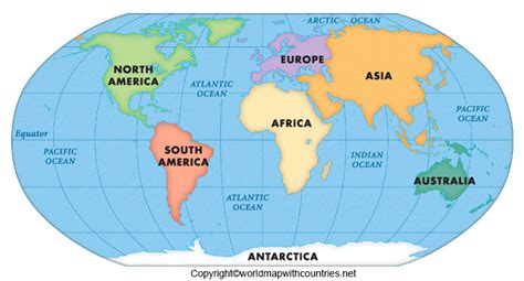4 Free Printable Continents And Oceans Map Of The World Blank And Labeled