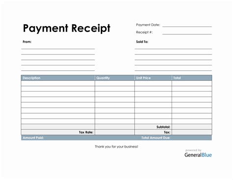 Payment Receipt Template In Word Basic