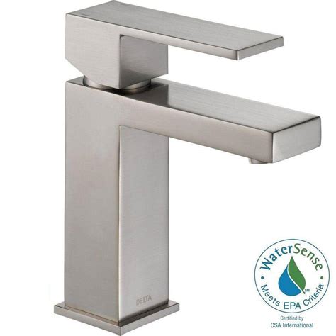 Delta Modern Single Hole Single Handle Bathroom Faucet In Stainless
