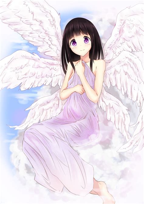 Female animated character wallpaper, horror, blacked out eyes. wings purple eyes anime girls black hair hyouka chitanda ...