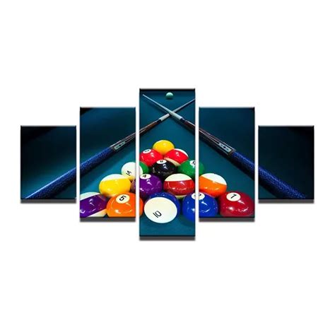 Hd Printed Modular Canvas Poster 5 Panels Snooker Pool Painting Frame