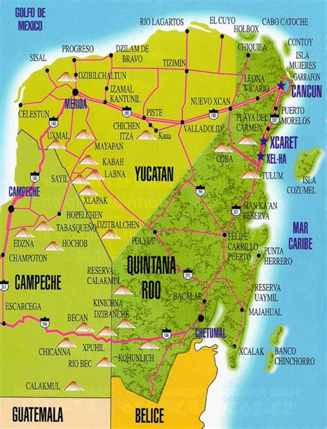 Large Map State Of Yucatan