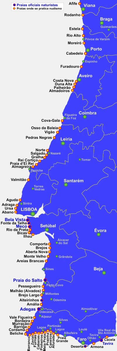 Mapa Das Praias Do Norte De Portugal Mapa Do Distrito