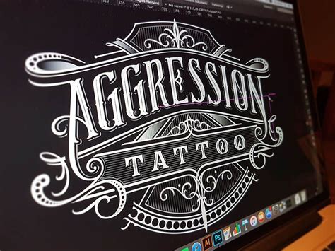 Aggression Tattoo Creative Typography Design Lettering Design Hand