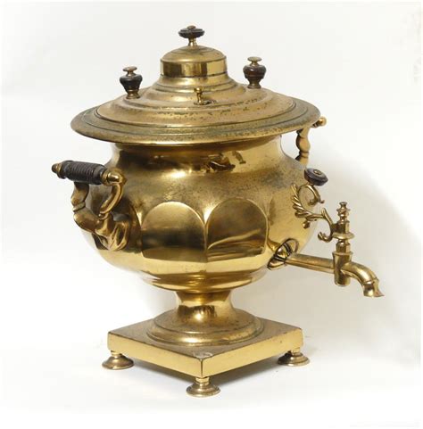 Victorian Brass Samovar With Wood Handles Brass Metalware