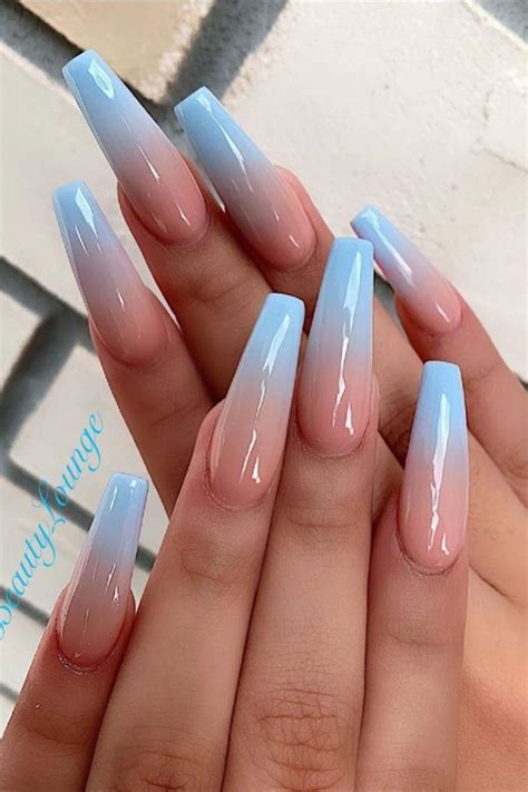 Blue Ombre Nails Coffin Nails Ombre Ombre Acrylic Nails Long Square