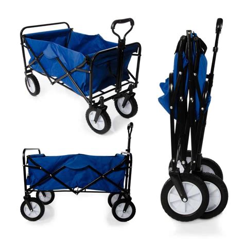 Heavy Duty Foldable Garden Trolley Cart Wagon Blue Parkerbrand