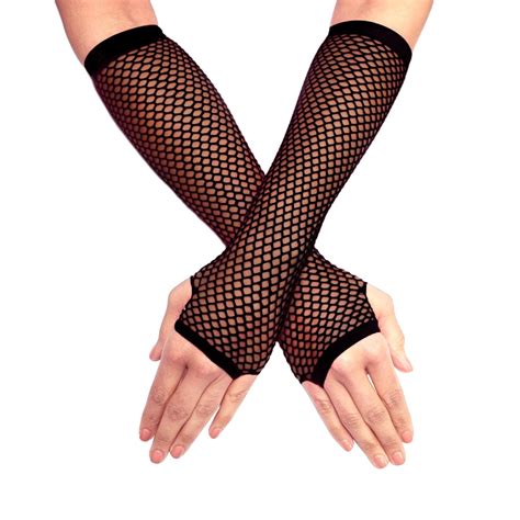Long Elbow Length Fingerless Fishnet Sexy Burlesque Steampunk Gloves