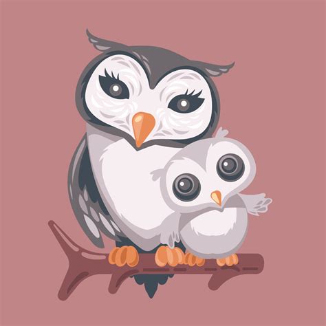 Mother And Baby Owl Clip Art