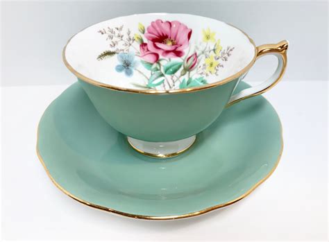 Seafoam Green Aynsley Tea Cup And Saucer Sage Aynsley Antique Teacups