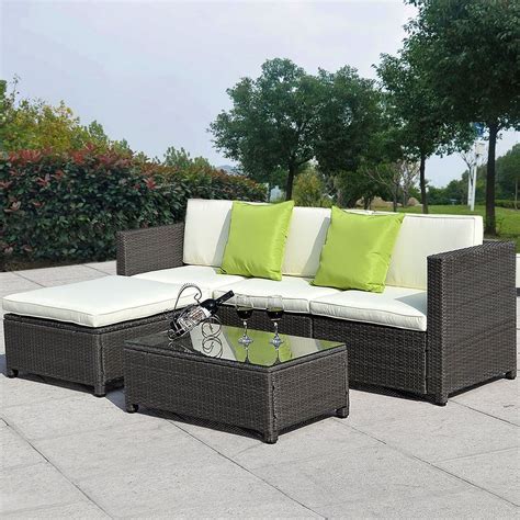 5pc Outdoor Patio Sofa Set Sectional Furniture Pe Wicker
