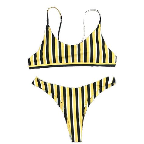 2017 Sexy Bikini Women Swimsuit Swimwear Female Bandeau Brazilian Bikini Set Striped Printed