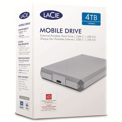 Lacie 4tb Mobile Drive│usb 30 Type C Portable External Hard Drive│for