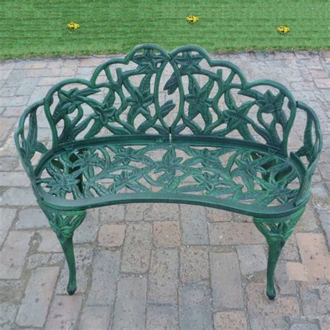 Oakland Living Lily Garden 37 In Decorative Curved Metal Bench Verdi Green