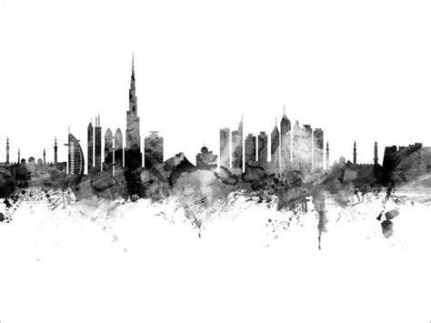 Dubai Skyline Dubai United Arab Emirates Cityscape Art Print Etsy