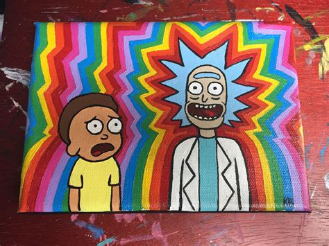 Rick And Morty Painting Mini Canvas Art Small Canvas Art Hippie