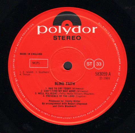 Blind Faith Original 1969 Uk Polydor Label 6 Track Vinyl Lp All