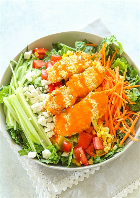 Crispy Buffalo Chicken Salad With Roasted Corn Zen And Spice