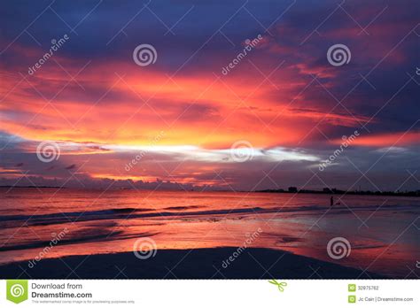 Red White And Blue Sunset Stock Photography Image 32875762