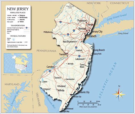 New Jersey County Map Laminated 36 W X H Ubicaciondepersonascdmx