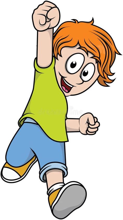 Happy Boy Jumps Color Illustration Stock Vector Illustration Of