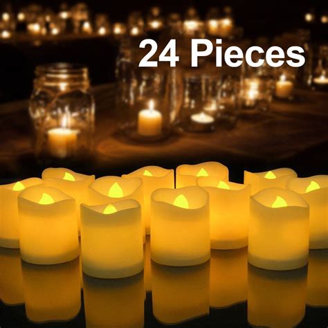 24pcs Flameless Votive Candles Battery Operated Flickering Led Tea