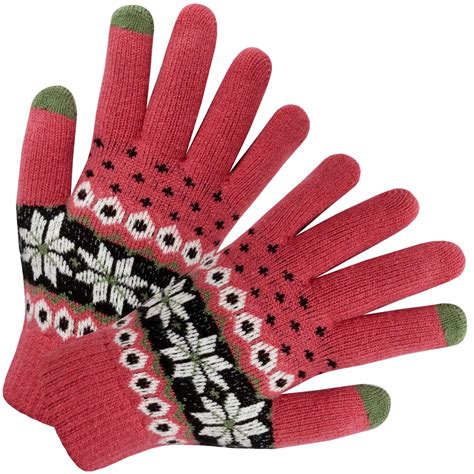 ladies fair isle itouch gloves womens thermal winter warm knitted pattern gloves ebay