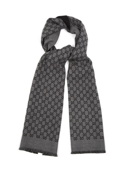 Gucci Gg Jacquard Wool Scarf In Gray For Men Lyst