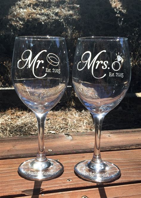 Mr Mrs Wine Glass Wine Glass Etched By Etchedexpressions On Etsy Custom Wine Glasses