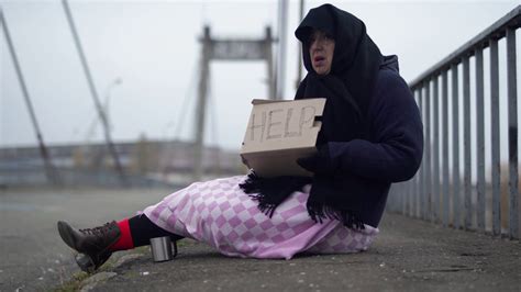 Old Woman Begging On Street Homeless Beggar Stock Footage SBV Storyblocks