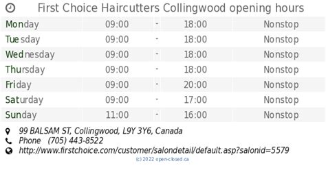 First Choice Haircutters Collingwood Opening Hours 99 Balsam St