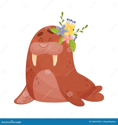 Adorable Baby Walrus Vector Illustration Cartoon Character Stock Vector
