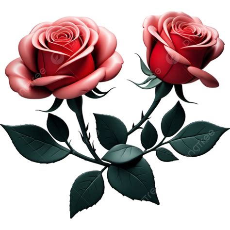 Two Blooming Red Roses Flower Design Illustration Bloom Png