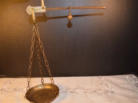 Brass Hanging Scale Vintage Metal Unequal Arm Scale Weight