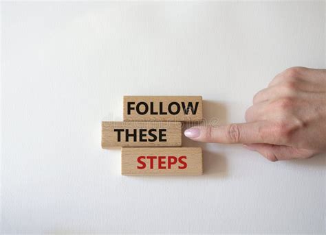 Follow These Steps Symbol Wooden Blocks With Words Follow These Steps