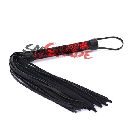 39cm length adult bondage spanker floral cloth handle sexy whip flogger pu tail for sex game