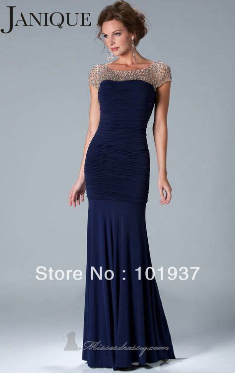 New Navy Blue Short Sleeves Formal Evening Gowns Prom Dress Long With