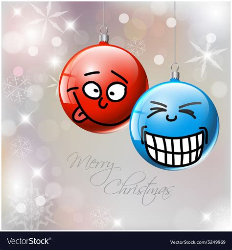 Funny Christmas Baubles With Faces Royalty Free Vector Image