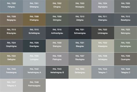 Grey Color Names Colorful Interiors Ral Color Chart