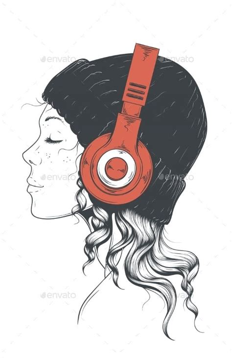 Girl In Headphones Music Drawings Headphones Art Music Artwork