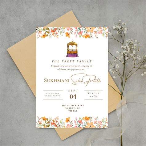 Sukhmani Sahib Paath Invitation Sikh Invitations Digital Editable Diy