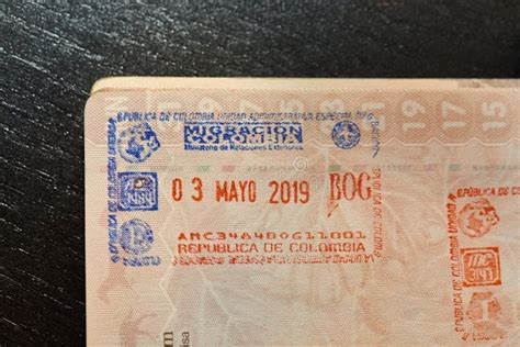 Colombian Visa Passport Stamp Stock Image Image Of Document Control 198138259