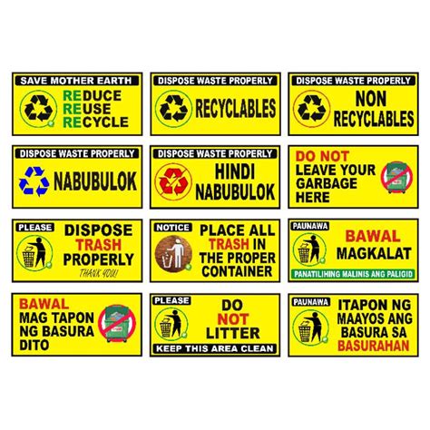 4 By 8 Signage Yellow Signage Garbage Signages Reduce Reuse Signage