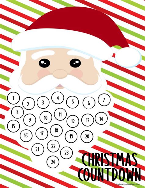 Cotton Ball Santa Beard Christmas Countdown Printable Todays