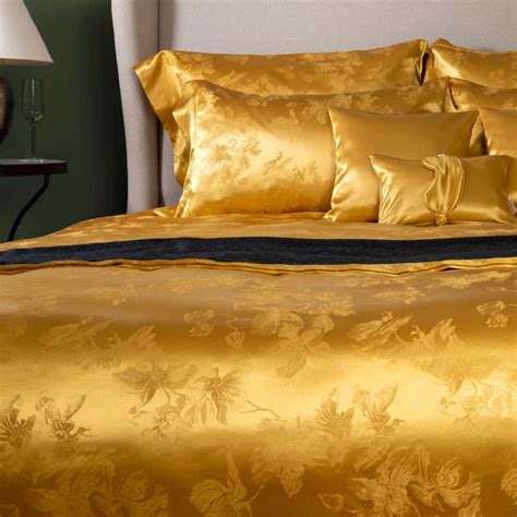The Ultimate Luxury Silk Sheets In A Bright Gold Floral Pattern Anichini