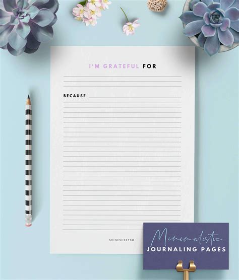Gratitude Journal Printable 10 Pages Shinesheets