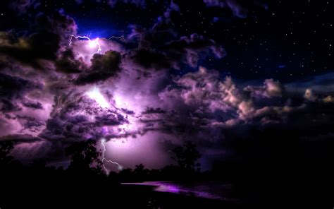 Clouds Nature Sea Storm Purple Outdoors Lightning