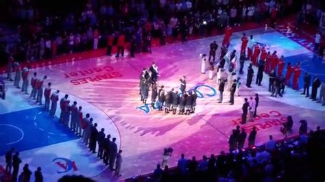 Sjb Clover Choir Sings National Anthem At Clippers Game Overhead View